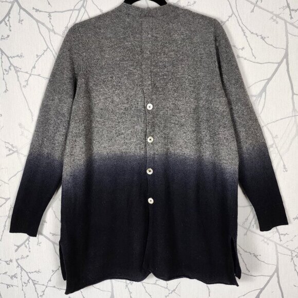 Soleil Ombre Dip Dye 100% Cashmere Knit Button Back Tunic Sweater - Picture 3 of 7